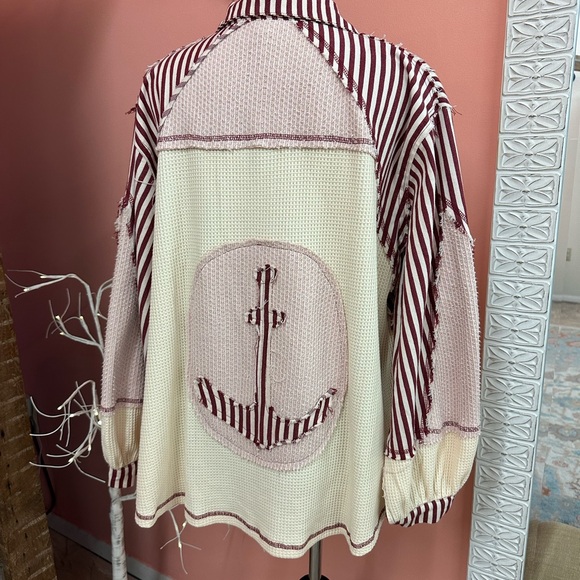 New! POL Patchwork Anchor Waffle Jacket - Picture 2 of 3